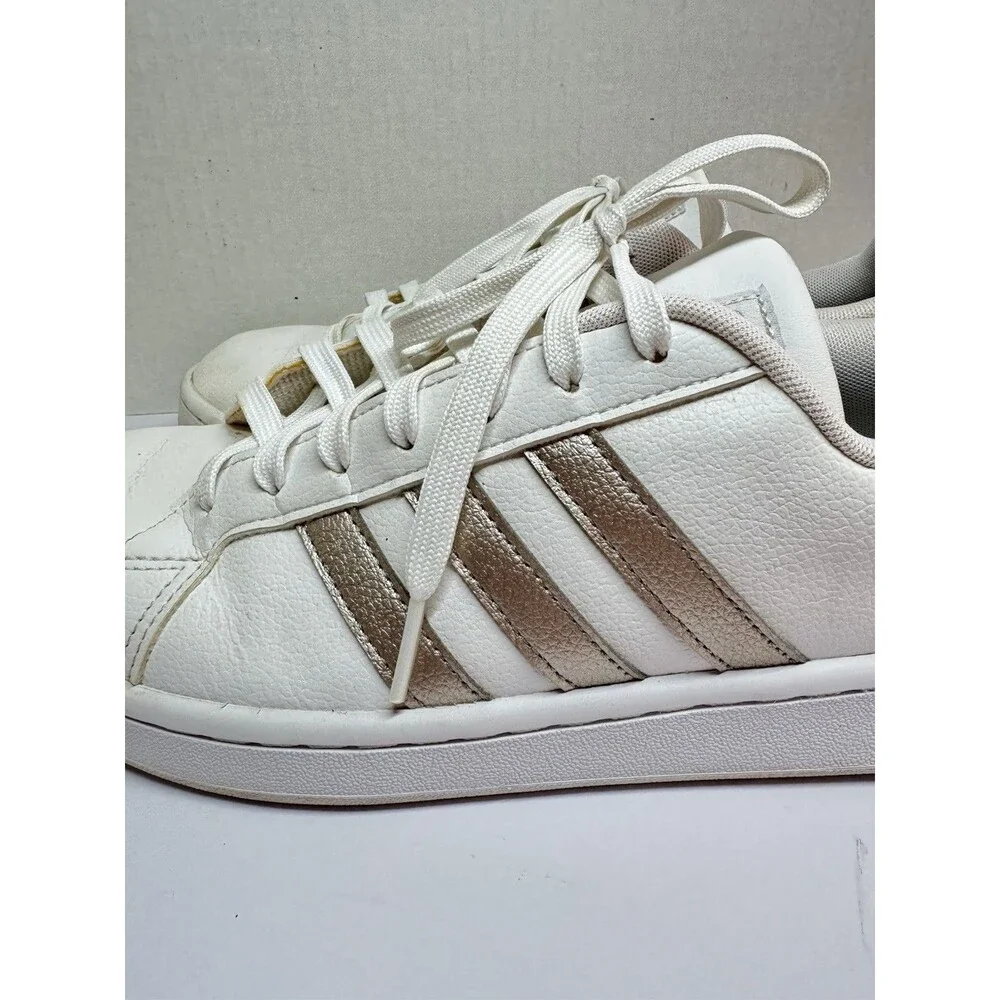 ADIDAS Grand Court White Platinum Metallic Lace Up Sneakers Women Size 10 (Bx 5)